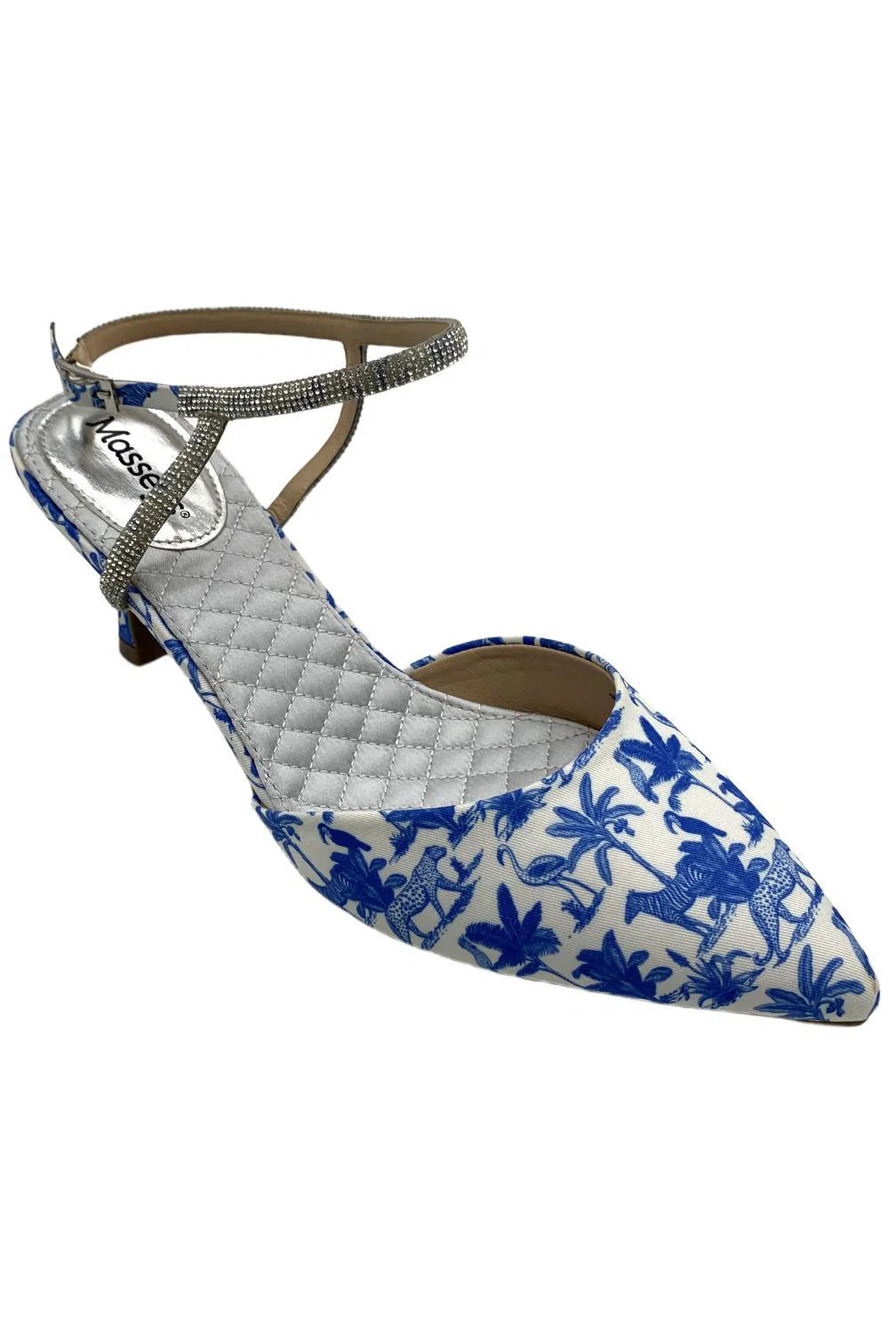 Masseys Women's Giselle Heels White/Blue/Jungle - Medium
